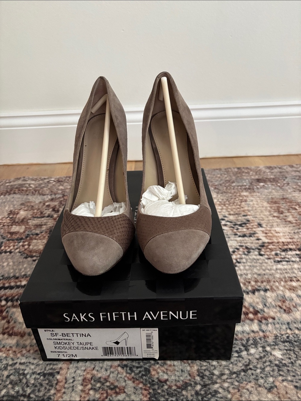 Saks Fifth Avenue Taupe Suede Pointed-Toe Pumps